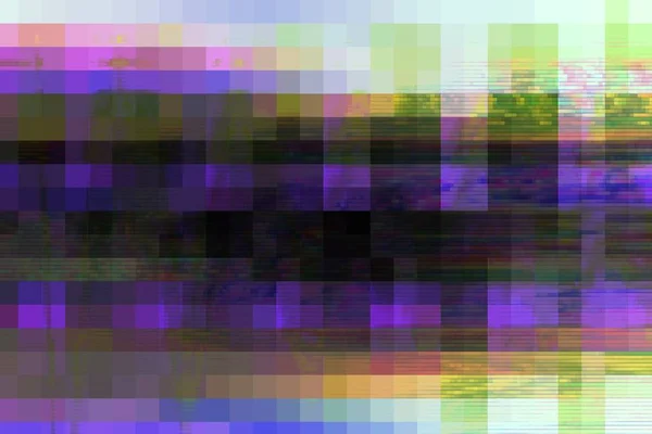 Glitch digital abstrato artefatos distorção fundo, frame de canal . — Fotografia de Stock