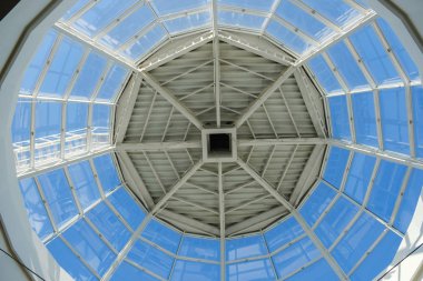 Modern çağdaş mimarlık tarzında geometrik yapı çeliği ile kavisli tavan penceresi cam çatı veya Dome çatısı