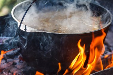 Bowler şenlik ateşi yangın pişirme yaz, ahşap.