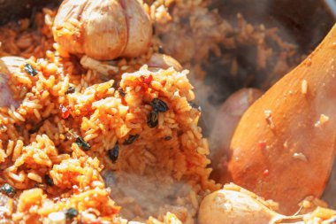 Pilav pişirme bowler şenlik ateşi kazan, et.