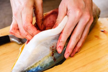 Kesme çiğ balık ton balığı gıda, kırmızı suşi.