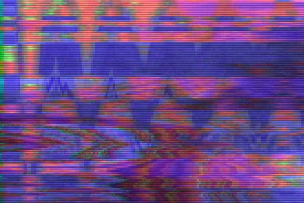 Glitch VHS achtergrond artefact ruis, pixel display. — Stockfoto