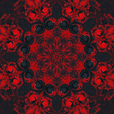 desen arka plan soyut kırmızı kaleydoskop. mandala dikişsiz.