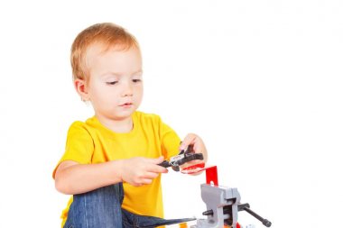 Araçları mutlu, çocuk eğitimi ile sevimli çocuk çocuk.