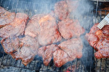 Yaz doğa ızgara barbekü et, ızgara pişirme.