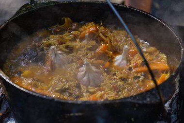 Pilav pişirme bowler şenlik ateşi kazan, sarımsak.