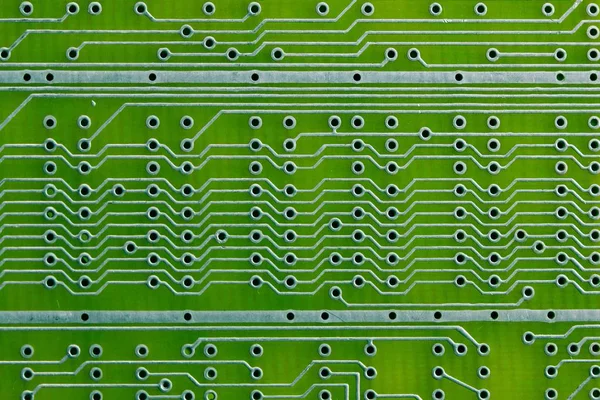 Pusta płytka drukowana, technologia druku PCB, makro. — Zdjęcie stockowe