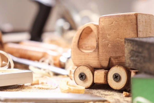 fathers day concept carpenter wood toy,  diy truck.