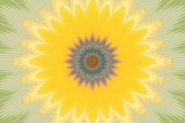 Muster gelb orange florales Kaleidoskop. kalamkari. — Stockfoto