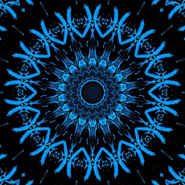 Azul escuro padrão caleidoscópio abstrato. cobertura . — Fotografia de Stock