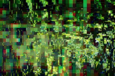 Glitch dijital ekran deseni yeşil, girişim.