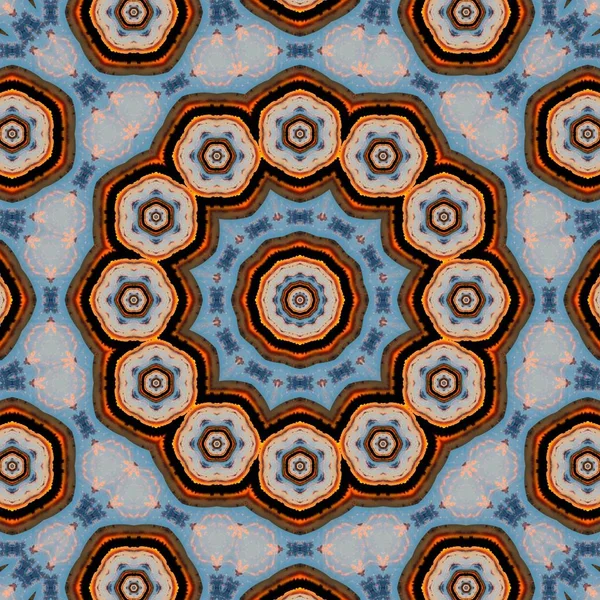 Blå mönster kalejdoskop abstrakt bakgrund. Mandala. — Stockfoto