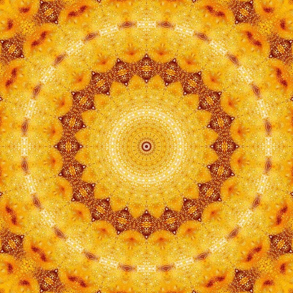 Patroon gele geometrische caleidoscoop symmetrie. mandala. — Stockfoto