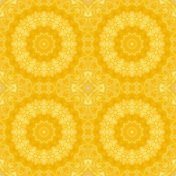 Muster gelbe geometrische Kaleidoskopsymmetrie. Mandala-Jahrgang. — Stockfoto