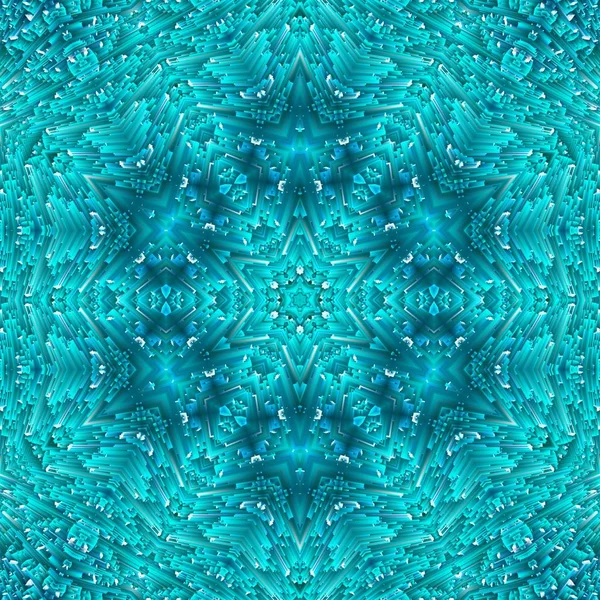 Abstract blue ice pattern symmetry. ornament christmas. — Stock Photo, Image