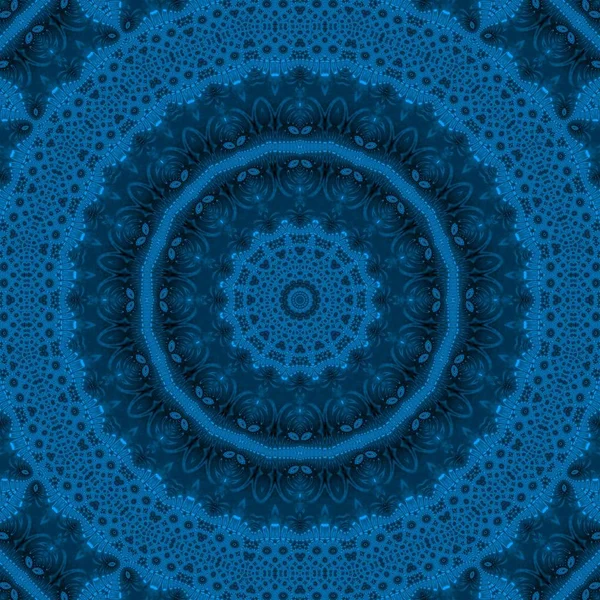 Azul oscuro patrón caleidoscopio abstracto. decoración boho . —  Fotos de Stock