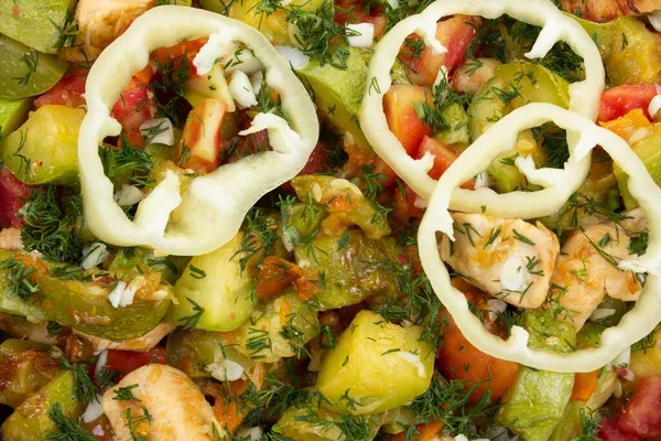 Pollo Carota Zucchine Padella Cena Cibo Vegetale Pasto — Foto Stock