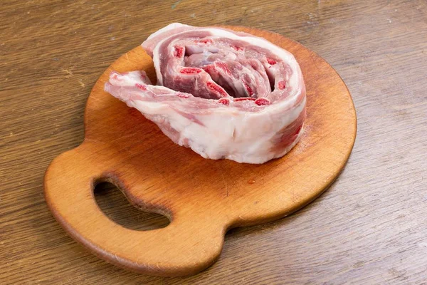 Raw Food Pork Meat Cooking Wood — Stock Photo, Image