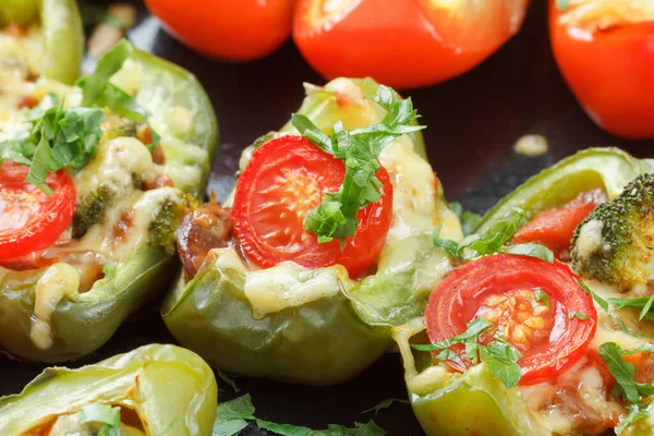 Pimientos Asados Con Harina Tostada Queso Tomate — Foto de Stock