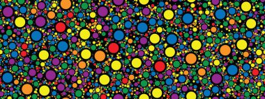 Kusursuz desenli gökkuşağı renkli konfeti dağınık. Konfeti renkli vektör çizimini noktalıyor.