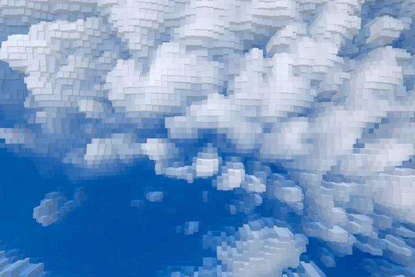 Abstract Sky Background Extrude Cube Cloud Illustration Geometric — Stock Photo, Image