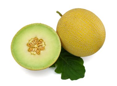 Muskmelon meyvesi (Kavun) beyaz arkaplanda izole edilmiş