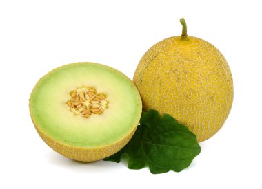 Beyaz arka planda miskkavunu meyvesi