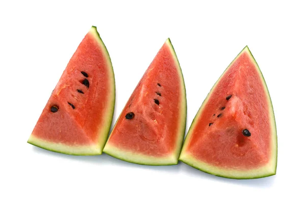 Skivor Vattenmelon Frukt Isolerad Vit Bakgrund — Stockfoto
