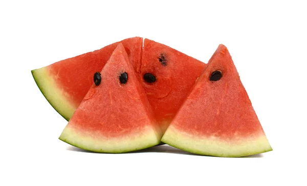 Färsk Vattenmelon Frukt Skiva Isolerad Vit Bakgrund — Stockfoto