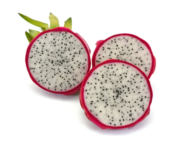 Pitahaya Фруктовые Ломтики Изолированы Белом Фоне — стоковое фото