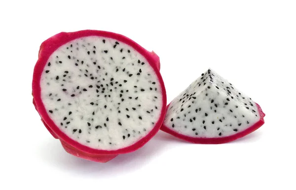 Tranches Fruits Pitahaya Isolées Sur Fond Blanc — Photo