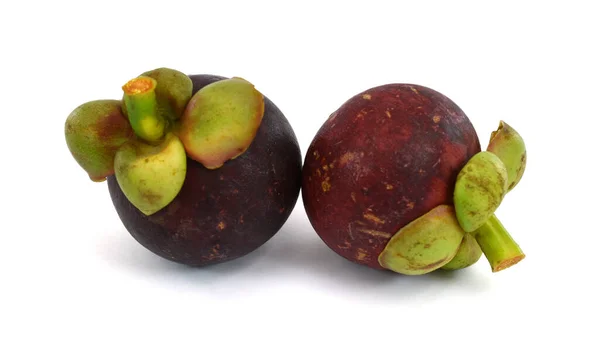 Καρποί Mangosteen Απομονωμένοι Λευκό Φόντο — Φωτογραφία Αρχείου