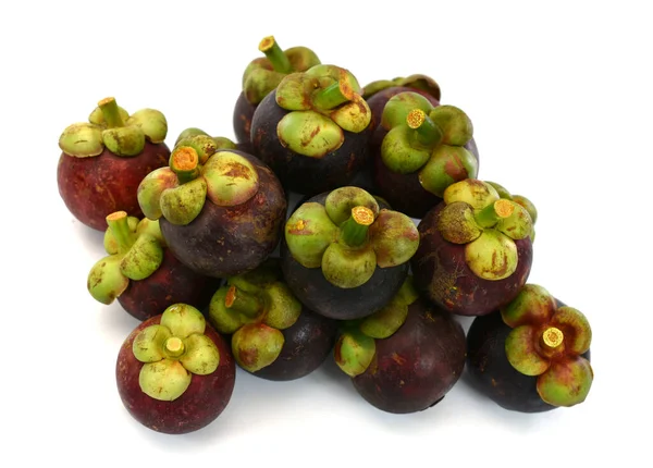 Καρποί Mangosteen Απομονωμένοι Λευκό Φόντο — Φωτογραφία Αρχείου