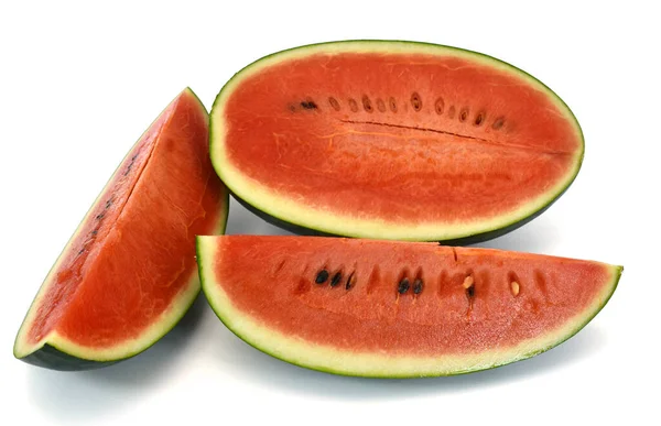 Skivad Vattenmelon Isolerad Vit Bakgrund — Stockfoto