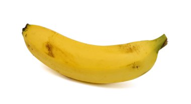 Beyaz arkaplanda izole edilmiş bir muz meyvesi