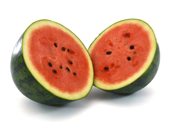 Skivad Vattenmelon Isolerad Vit Bakgrund — Stockfoto