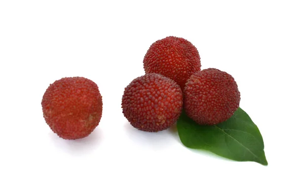 Frutas Bayberry Chinesas Maduras Isoladas Fundo Branco — Fotografia de Stock