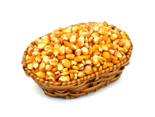 Yellow Corn Basket Isolated White Background — Stock Photo, Image