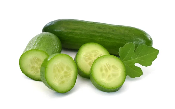 Verse Komkommergroenten Geïsoleerd Witte Achtergrond — Stockfoto