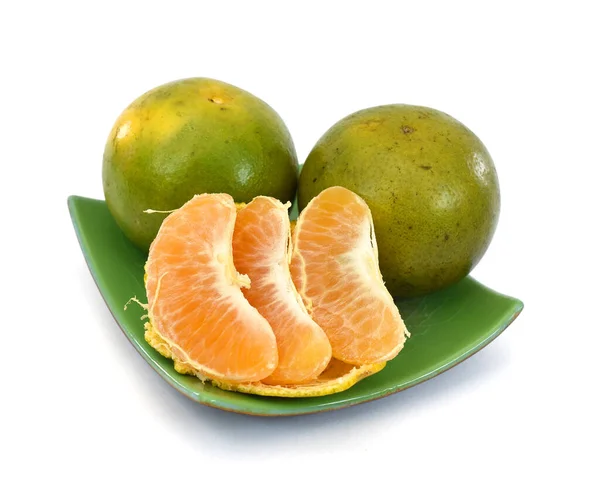Fehér Alapon Izolált Friss Mandarin Citrus Deliciosa Tenore — Stock Fotó