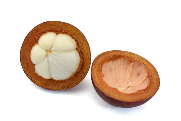 Mangosteen Frukt Isolerad Den Vita Bakgrunden — Stockfoto