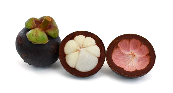 Mangostino Fruta Aislada Sobre Fondo Blanco — Foto de Stock