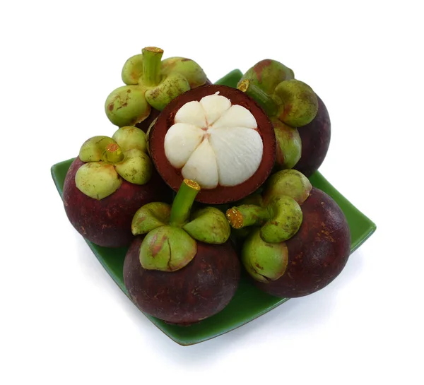 Καρποί Mangosteen Απομονωμένοι Λευκό Φόντο — Φωτογραφία Αρχείου