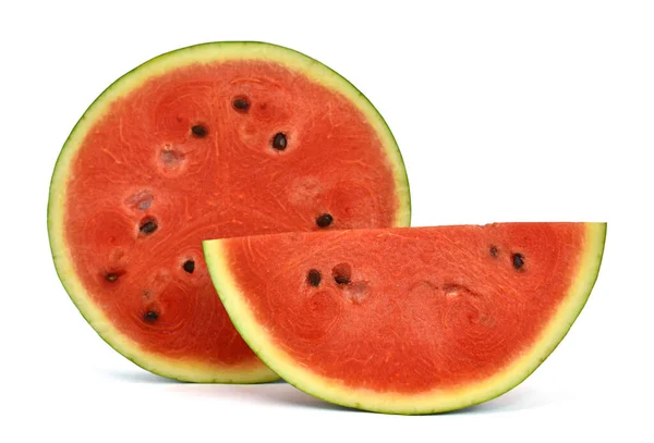 Skivad Vattenmelon Isolerad Vit Bakgrund — Stockfoto