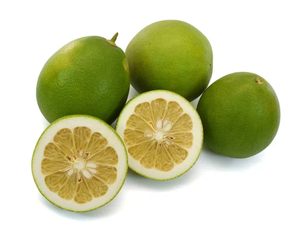 Fresh Green Pomelo Citrus Fruit Isolated White Background — Stock Photo, Image