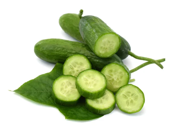 Fresh Slice Cucumber Isolated White Background — Stock Photo, Image
