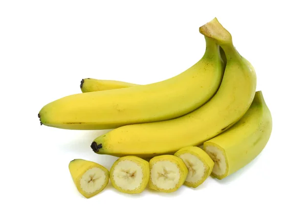 Banan Med Skiva Isolerad Vit Bakgrund — Stockfoto