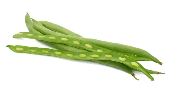 Haricots Verts Frais Phaseolus Vulgaris Isolés Sur Fond Blanc — Photo