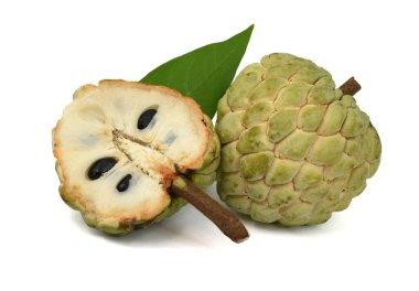 Olgun Şeker Elması meyvesi beyaz arkaplanda izole edilmiş