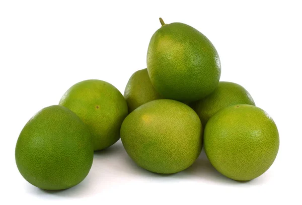 Groene Pomelo Citrusvruchten Geïsoleerd Witte Achtergrond — Stockfoto